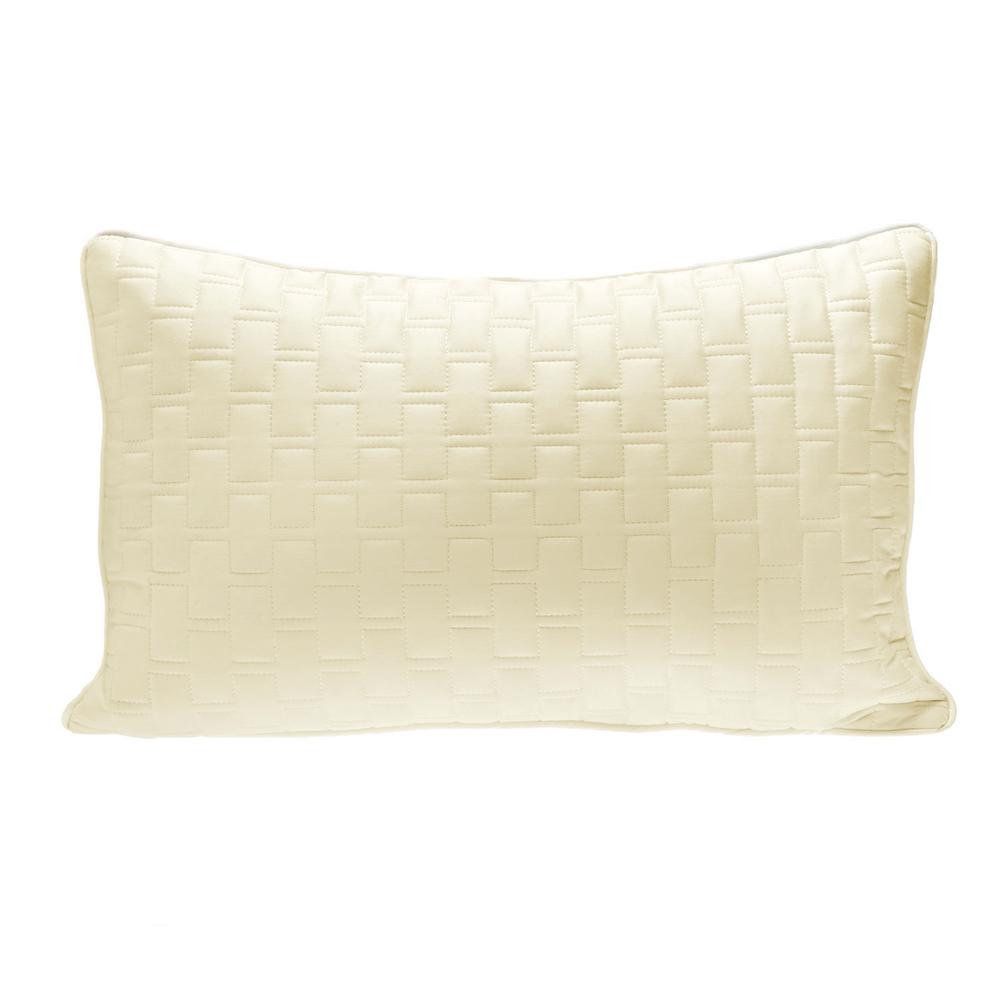 BedVoyage Luxury 100% viscose from Bamboo Quilted Decorative Pillow - Ivory (sham with pillow insert). Picture 1