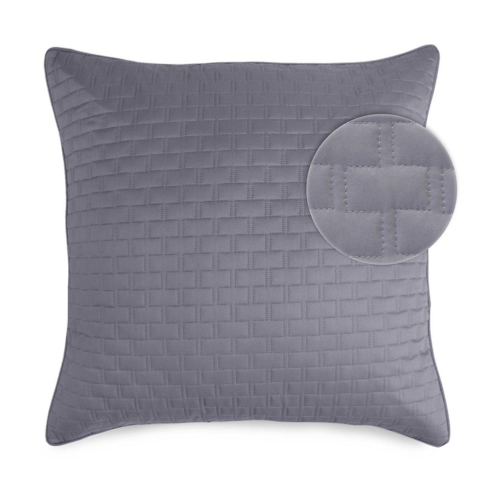 BedVoyage Luxury 100% viscose from Bamboo Quilted Euro Sham, 1pc - Platinum. Picture 1