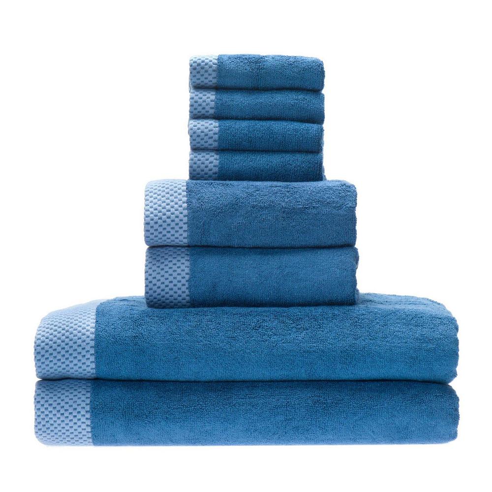 BedVoyage Luxury viscose from Bamboo Cotton Towel Set 8pc - Indigo. Picture 1