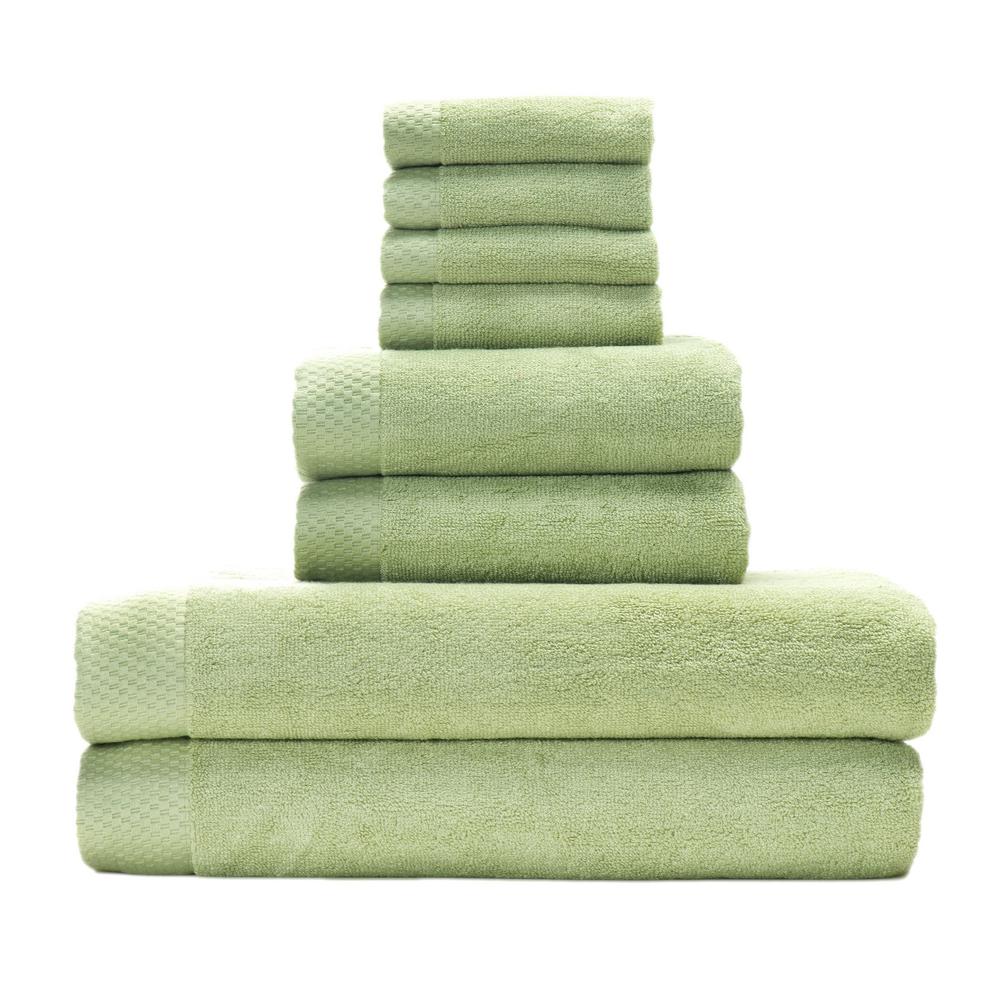 BedVoyage Luxury viscose from Bamboo Cotton Towel Set 8pc - Sage. Picture 1