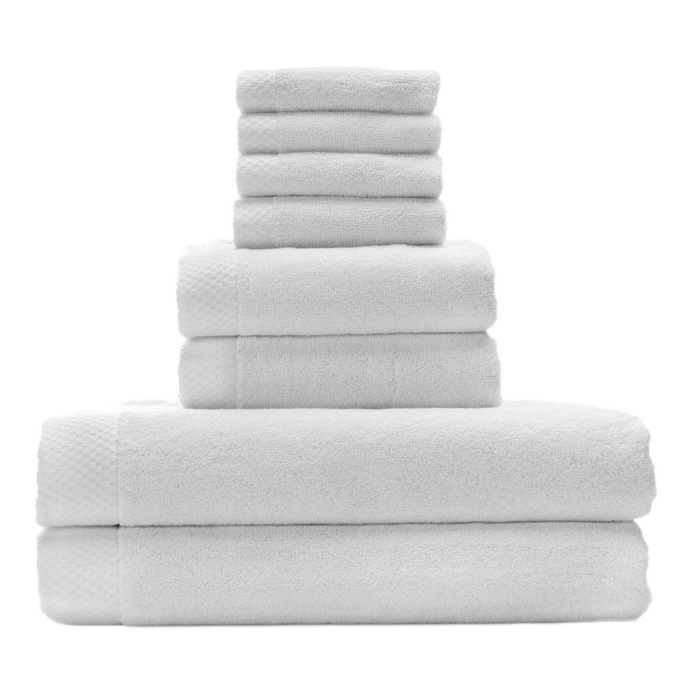BedVoyage Luxury viscose from Bamboo Cotton Towel Set 8pc - White. Picture 1