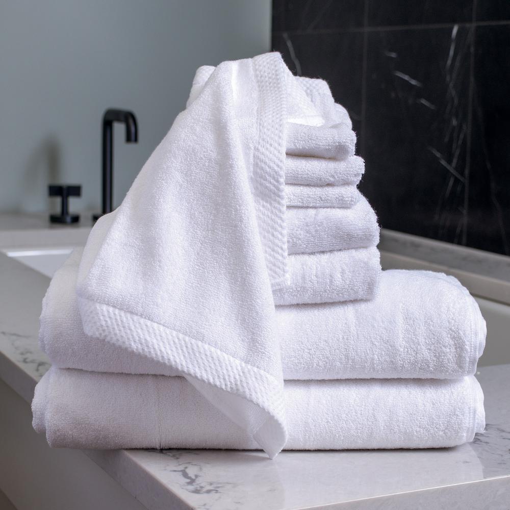 BedVoyage Luxury viscose from Bamboo Cotton Towel Set 8pc - White. Picture 3