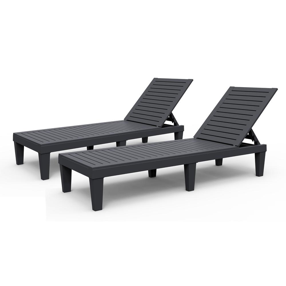 OSLO Patio Reclining Sun lounger Black - SET OF 2. Picture 1