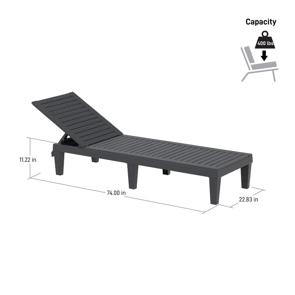 OSLO Patio Reclining Sun lounger Black - SET OF 2. Picture 2