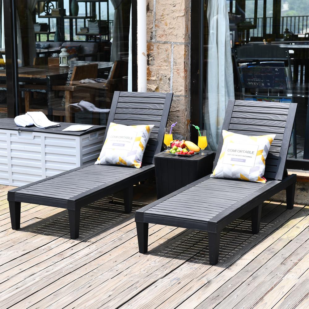 OSLO Patio Reclining Sun lounger Black - SET OF 2. Picture 7