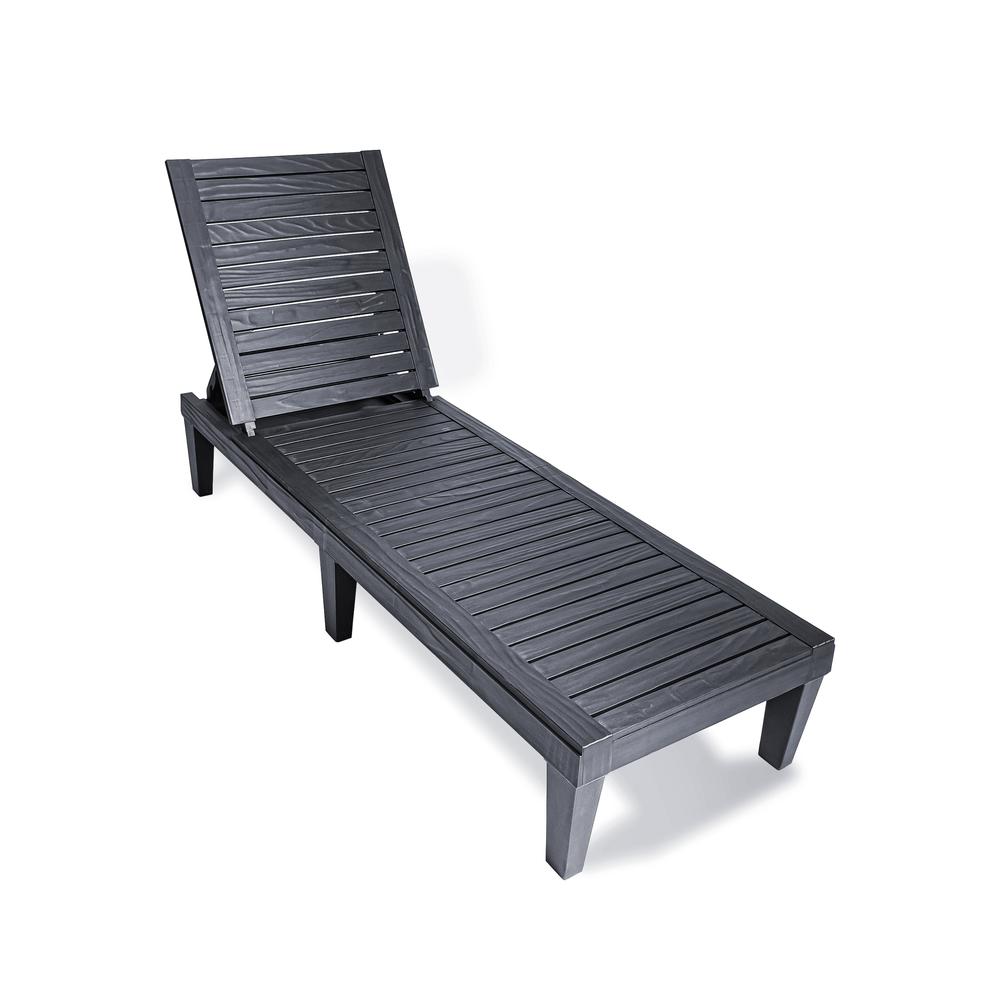 OSLO Patio Reclining Sun lounger Black - SET OF 2. Picture 8