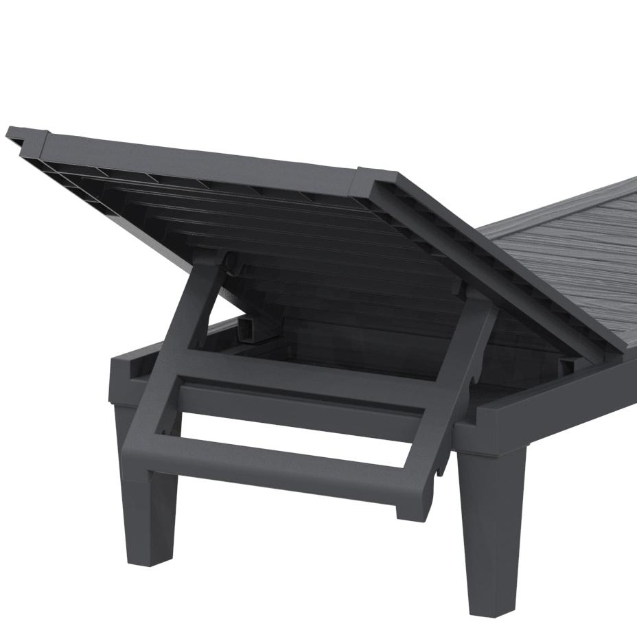 OSLO Patio Reclining Sun lounger Black - SET OF 2. Picture 6