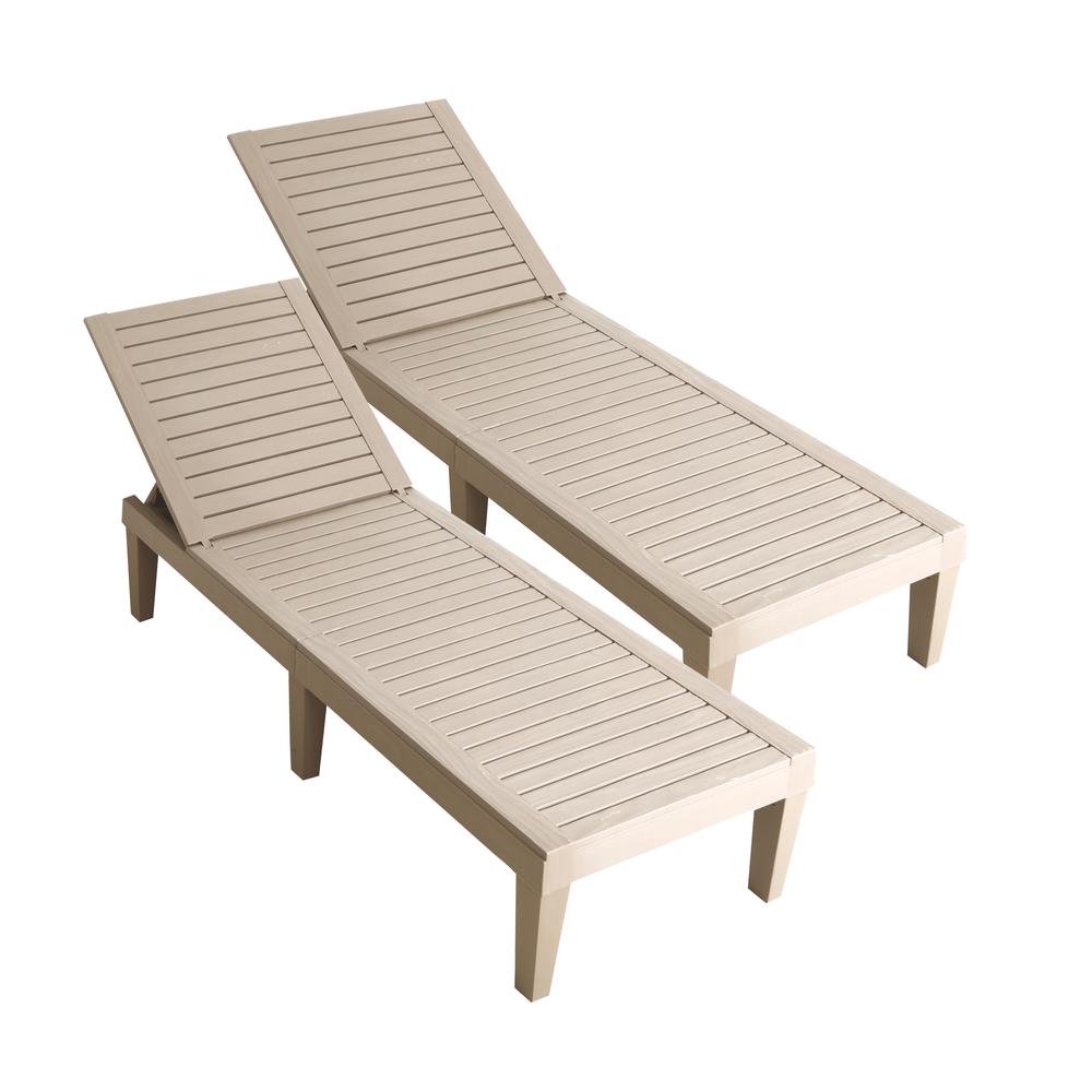 OSLO Patio Reclining Sun lounger Grey - SET OF 2. Picture 1