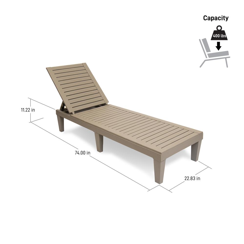 OSLO Patio Reclining Sun lounger Grey - SET OF 2. Picture 2