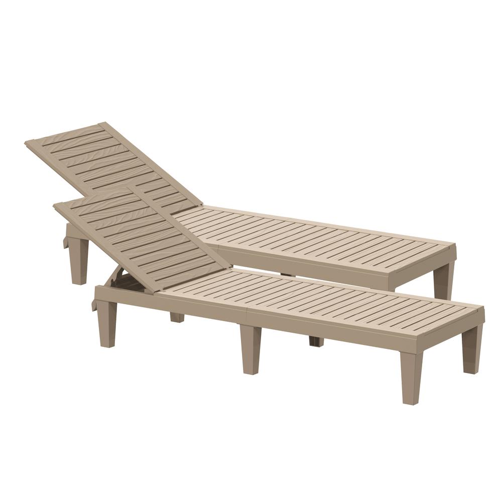 OSLO Patio Reclining Sun lounger Grey - SET OF 2. Picture 6
