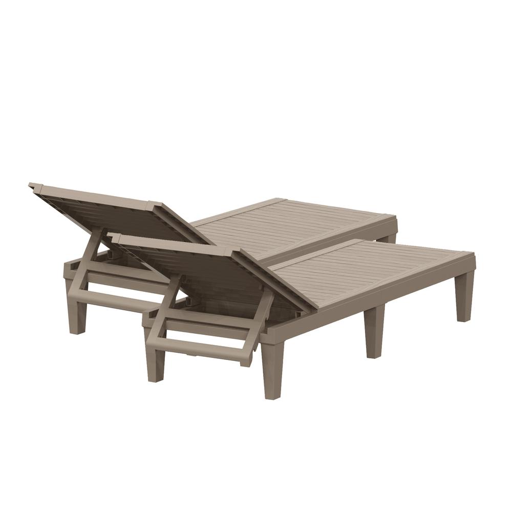 OSLO Patio Reclining Sun lounger Grey - SET OF 2. Picture 7