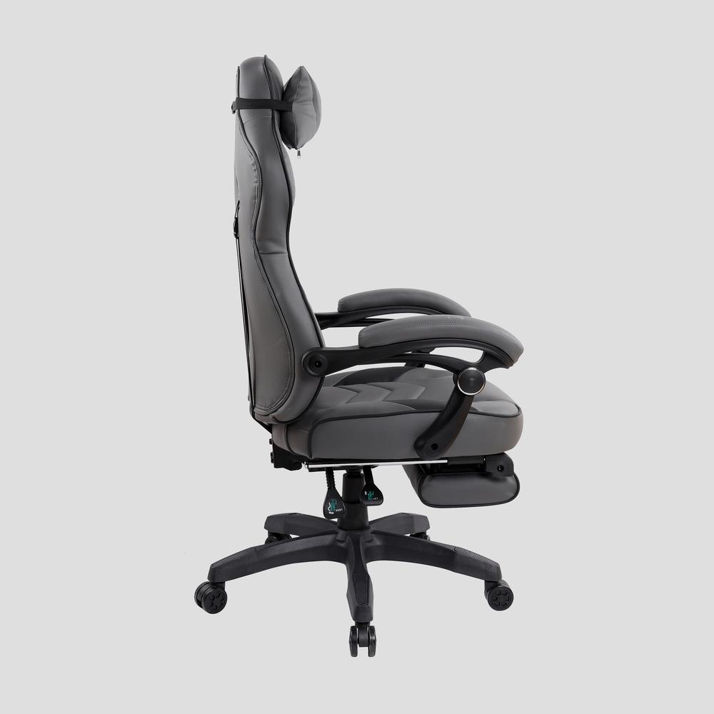 Reclining PU Leather Executive Office Chair with Footrest. Picture 15