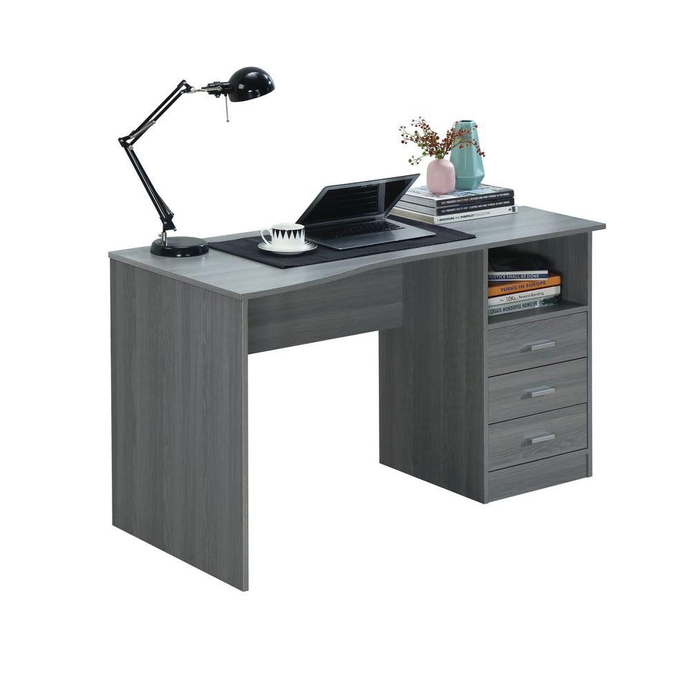 Classic Computer Desk with Multiple Drawers, Grey. Picture 12
