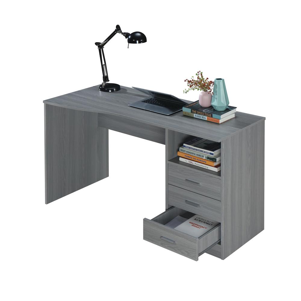 Classic Computer Desk with Multiple Drawers, Grey. Picture 18