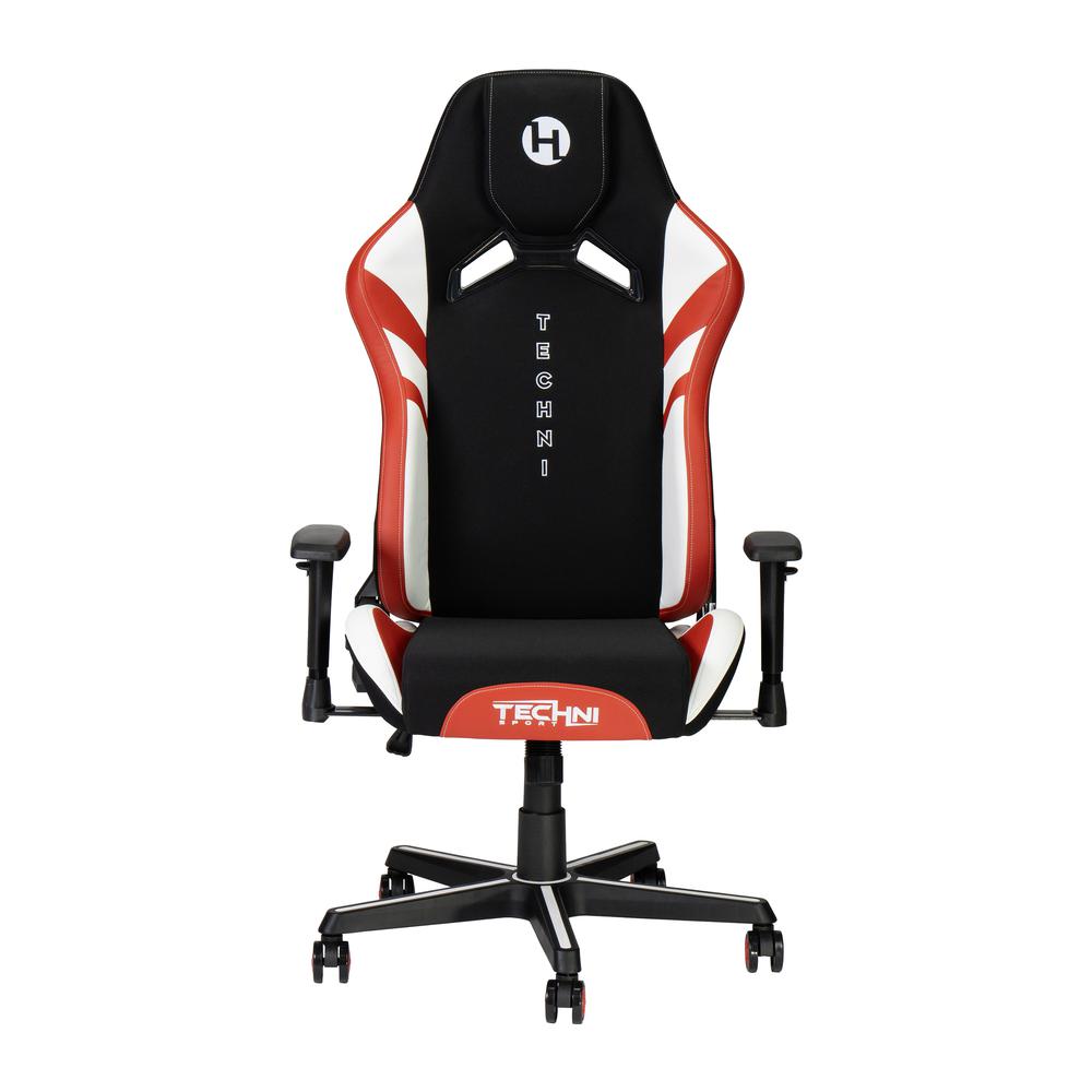 Techni Sport Echo Gaming Chair - Black with Red & White. Picture 1