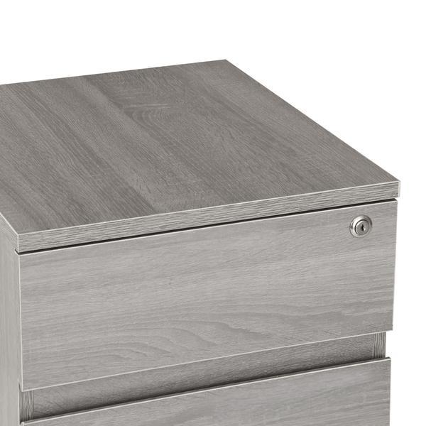 Rolling two Drawer Vertical Filing Cabinet with Lock and Storage, Grey. Picture 8