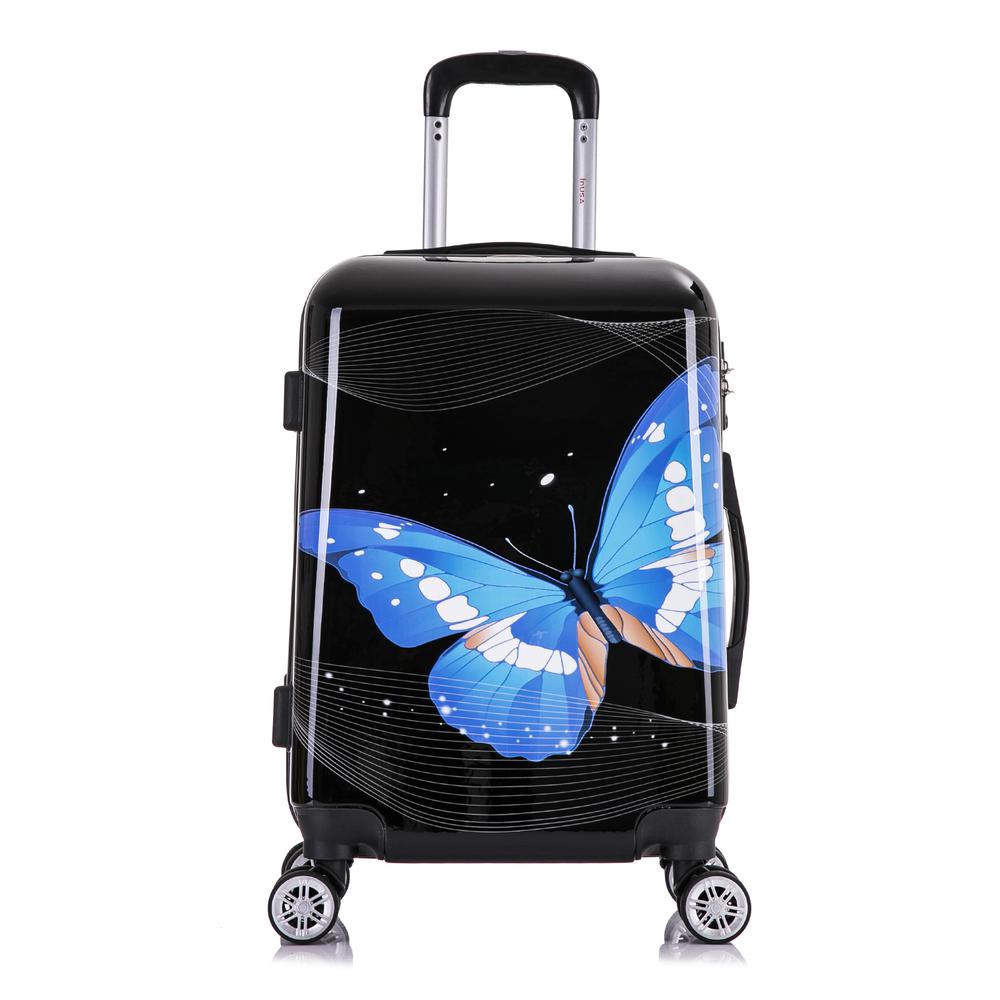 InUSA Prints Lightweight Hardside Spinner 20 inch Black Butterfly. Picture 1