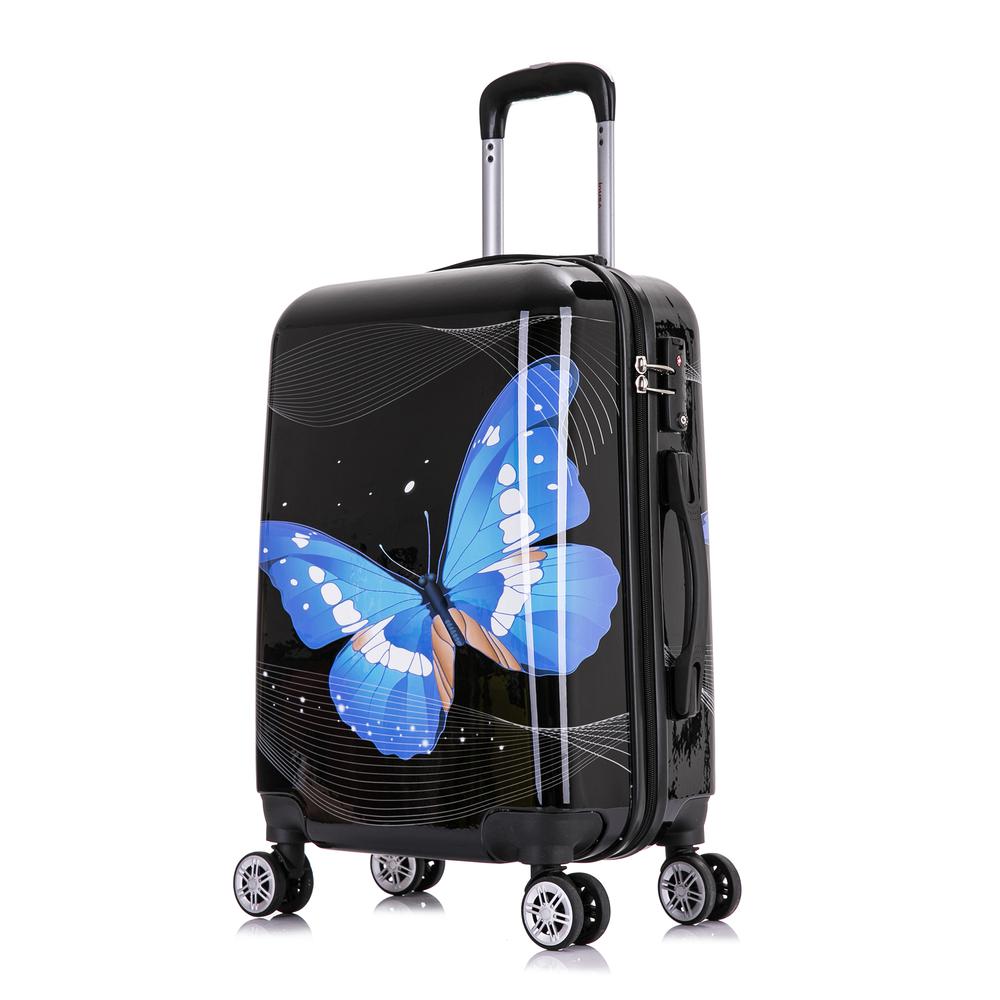 InUSA Prints Lightweight Hardside Spinner 20 inch Black Butterfly. Picture 2
