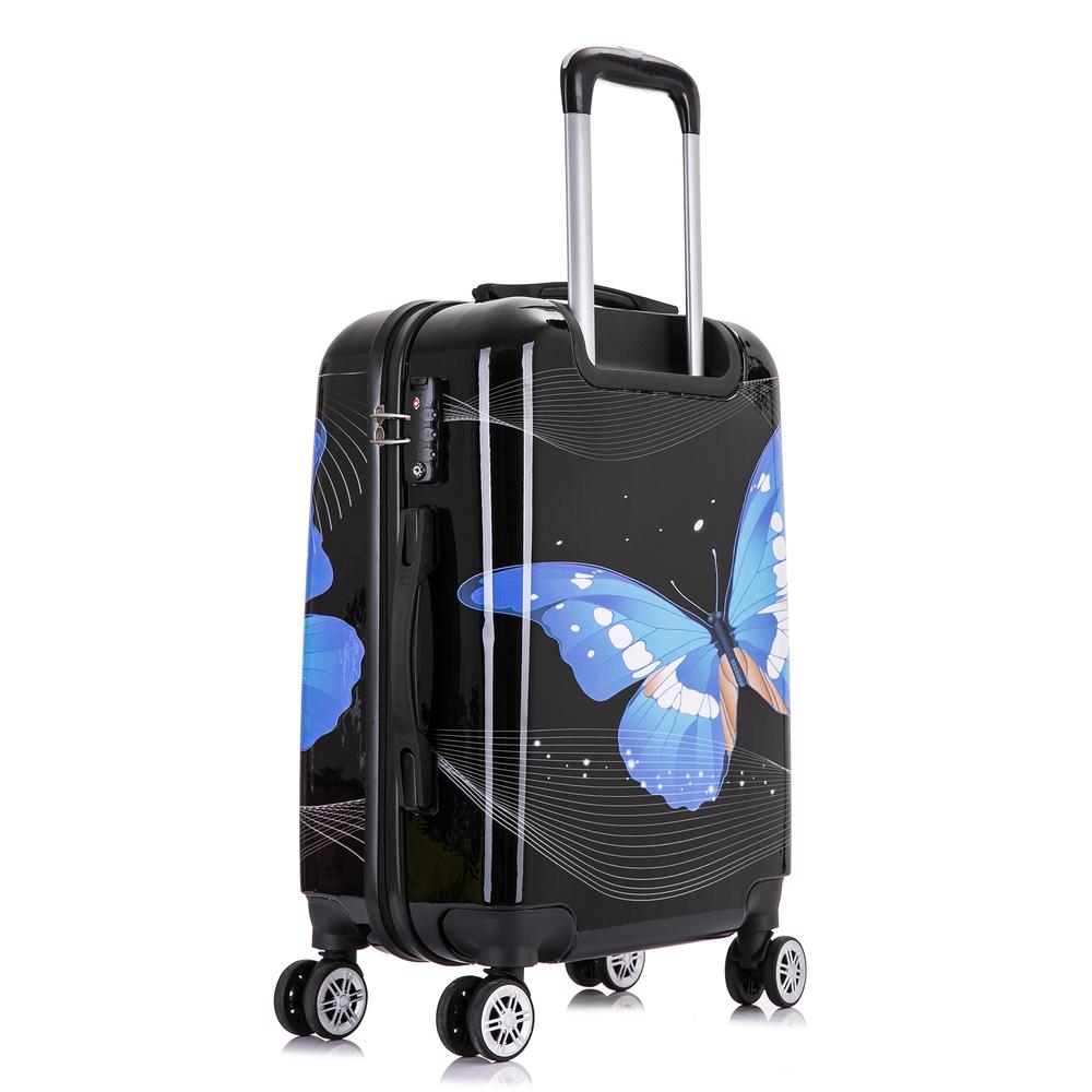 InUSA Prints Lightweight Hardside Spinner 20 inch Black Butterfly. Picture 4