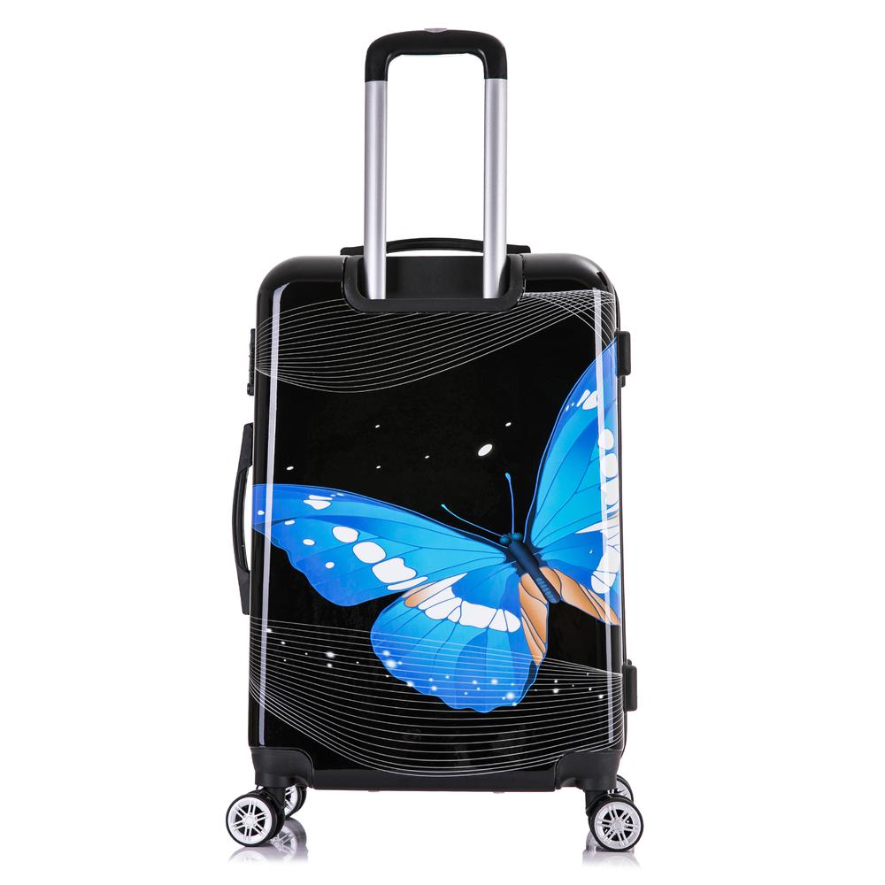 InUSA Prints Lightweight Hardside Spinner 24 inch Black Butterfly. Picture 5