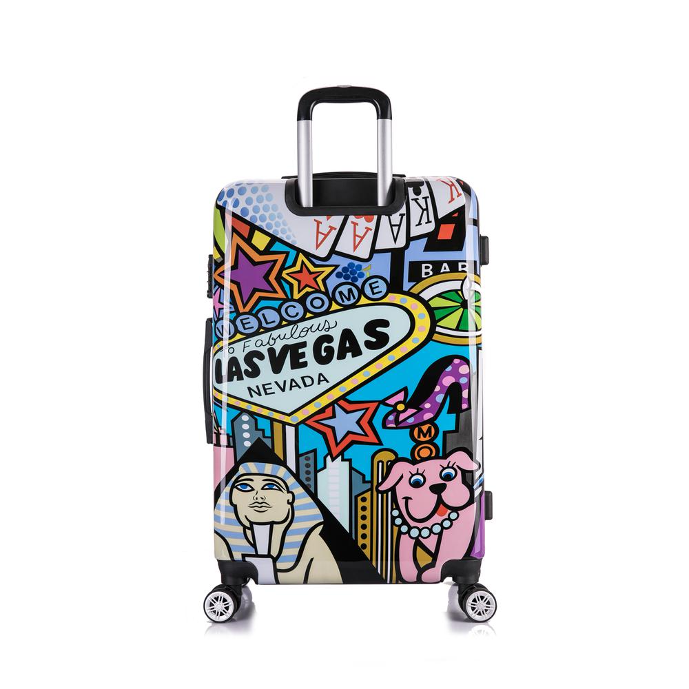 InUSA Las Vegas Print Luggage with Spinner Wheels, Durable  Lightweight Hardside Suitcase, Travel Bag with Handle and Trolley, 28-Inch Large Checked luggage
