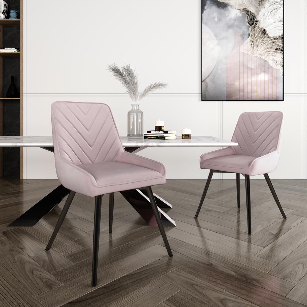 Techni Mobili Modern Contemporary Pink Velvet Chairs (Set of 2). Picture 7