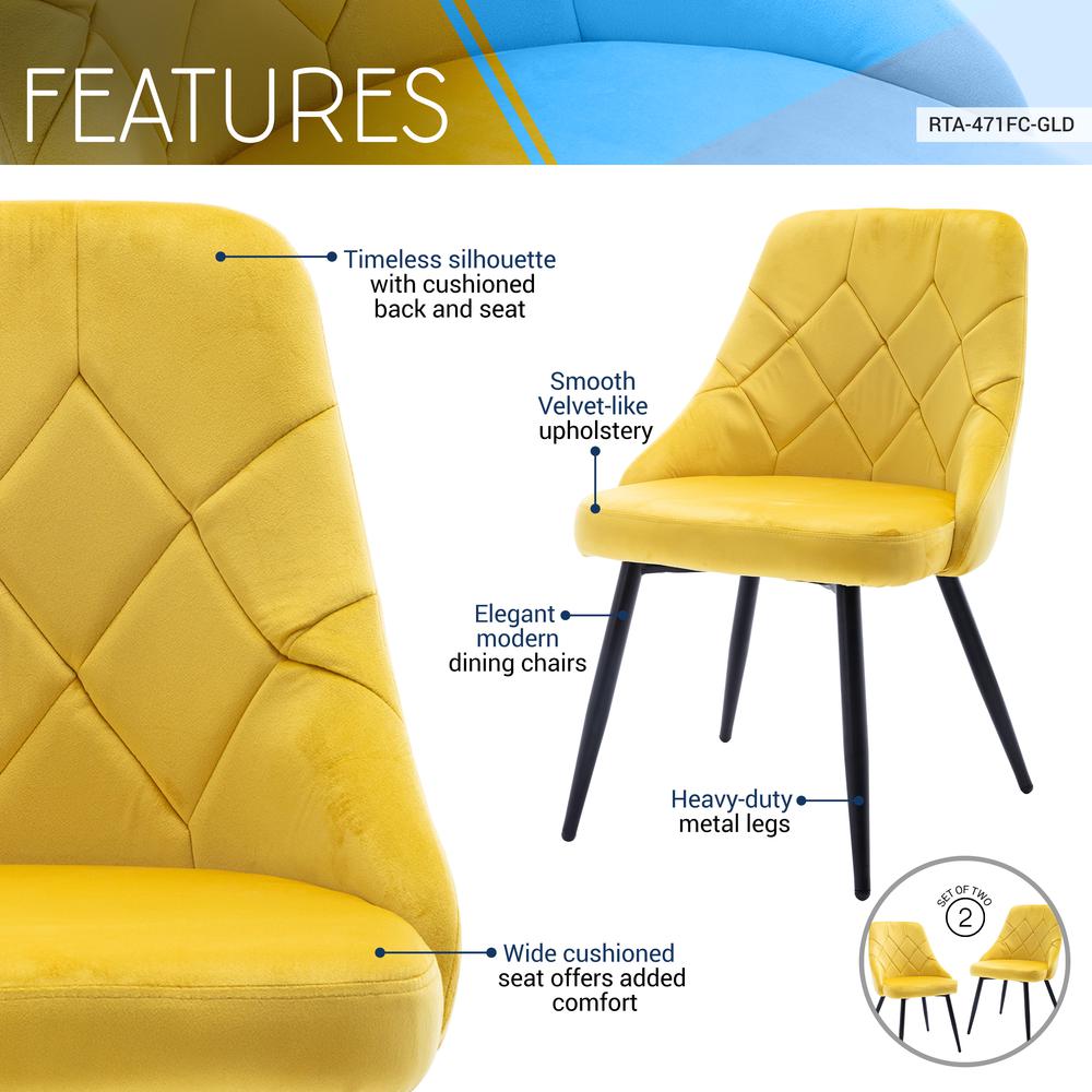Techni Mobili Modern Contemporary Gold Tufted Velvet Chair (Set of 2). Picture 1