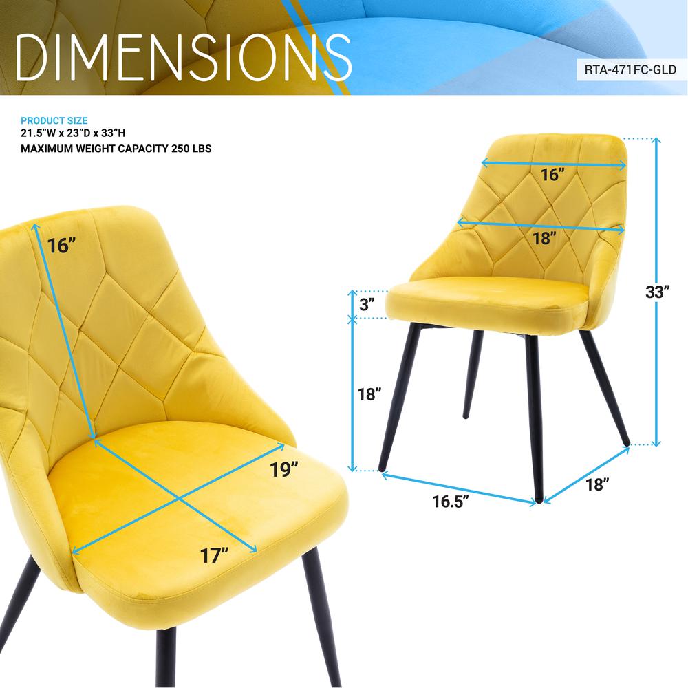 Techni Mobili Modern Contemporary Gold Tufted Velvet Chair (Set of 2). Picture 2
