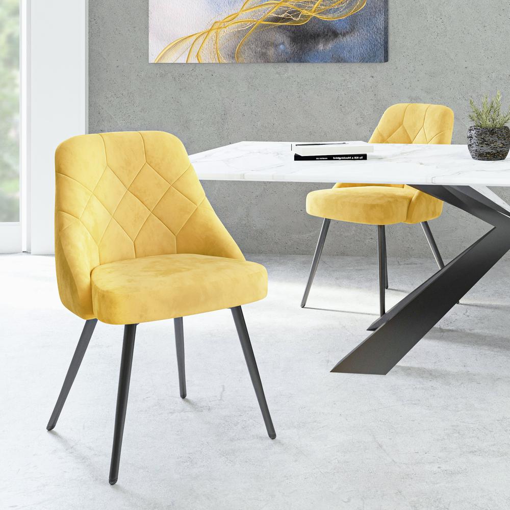 Techni Mobili Modern Contemporary Gold Tufted Velvet Chair (Set of 2). Picture 9