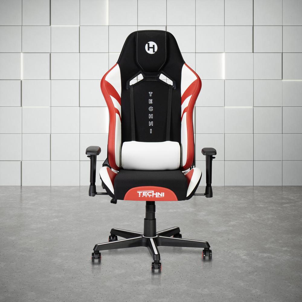 Techni Sport Echo Gaming Chair - Black with Red & White. Picture 8
