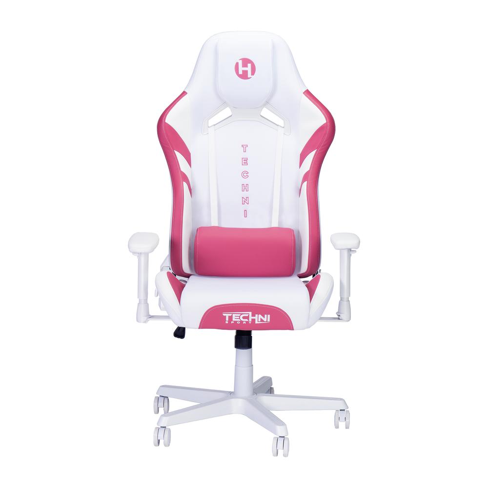 Techni Sport Echo Gaming Chair - White with Pink. Picture 4