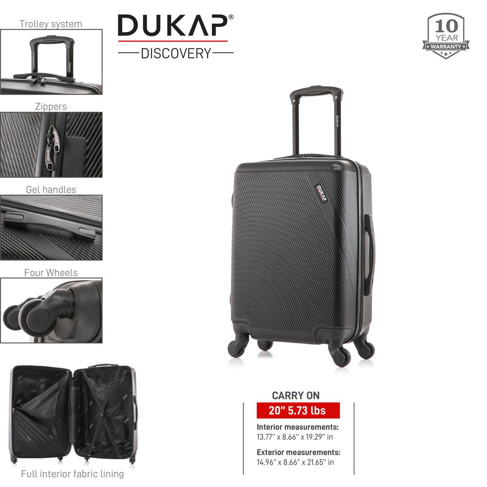 DUKAP Discovery Lightweight Hardside Spinner 20 inch Black. Picture 1