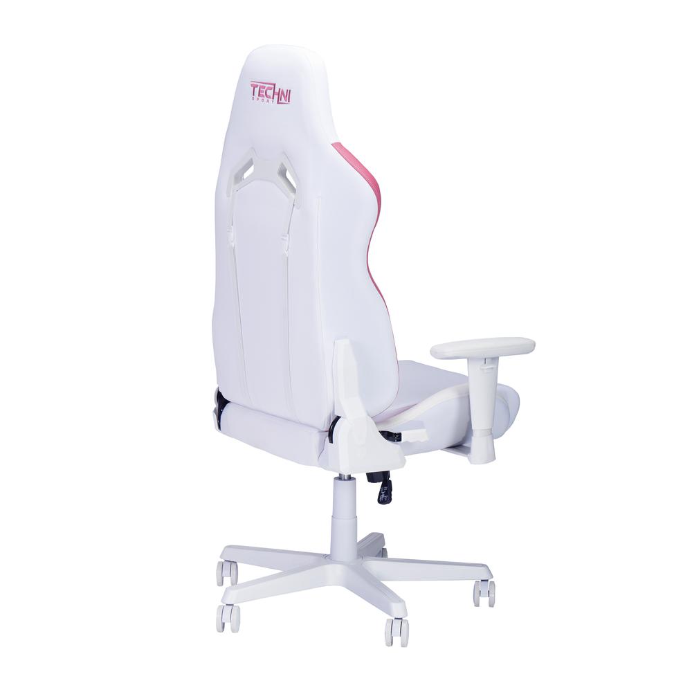 Techni Sport Echo Gaming Chair - White with Pink. Picture 6