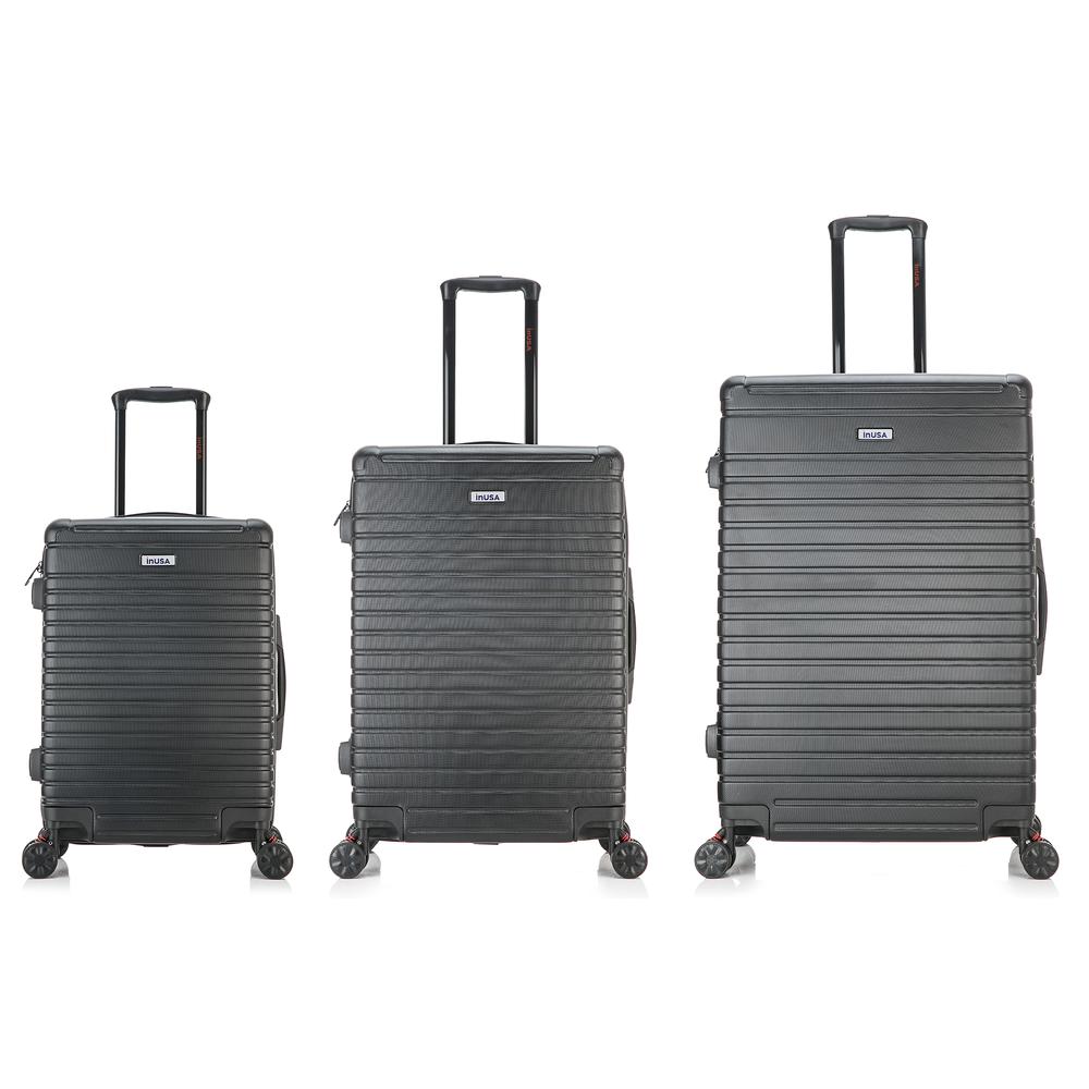 InUSA Deep lightweight hardside spinner 3 piece luggage set  20'',24'', 28'' Black. Picture 7