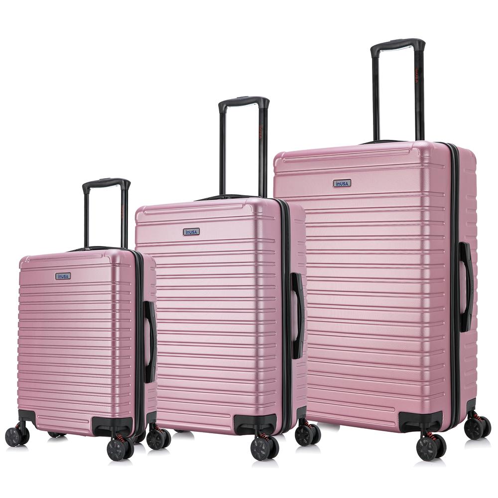InUSA Deep lightweight hardside spinner 3 piece luggage set  20'',24'', 28'' Rose Gold. Picture 1