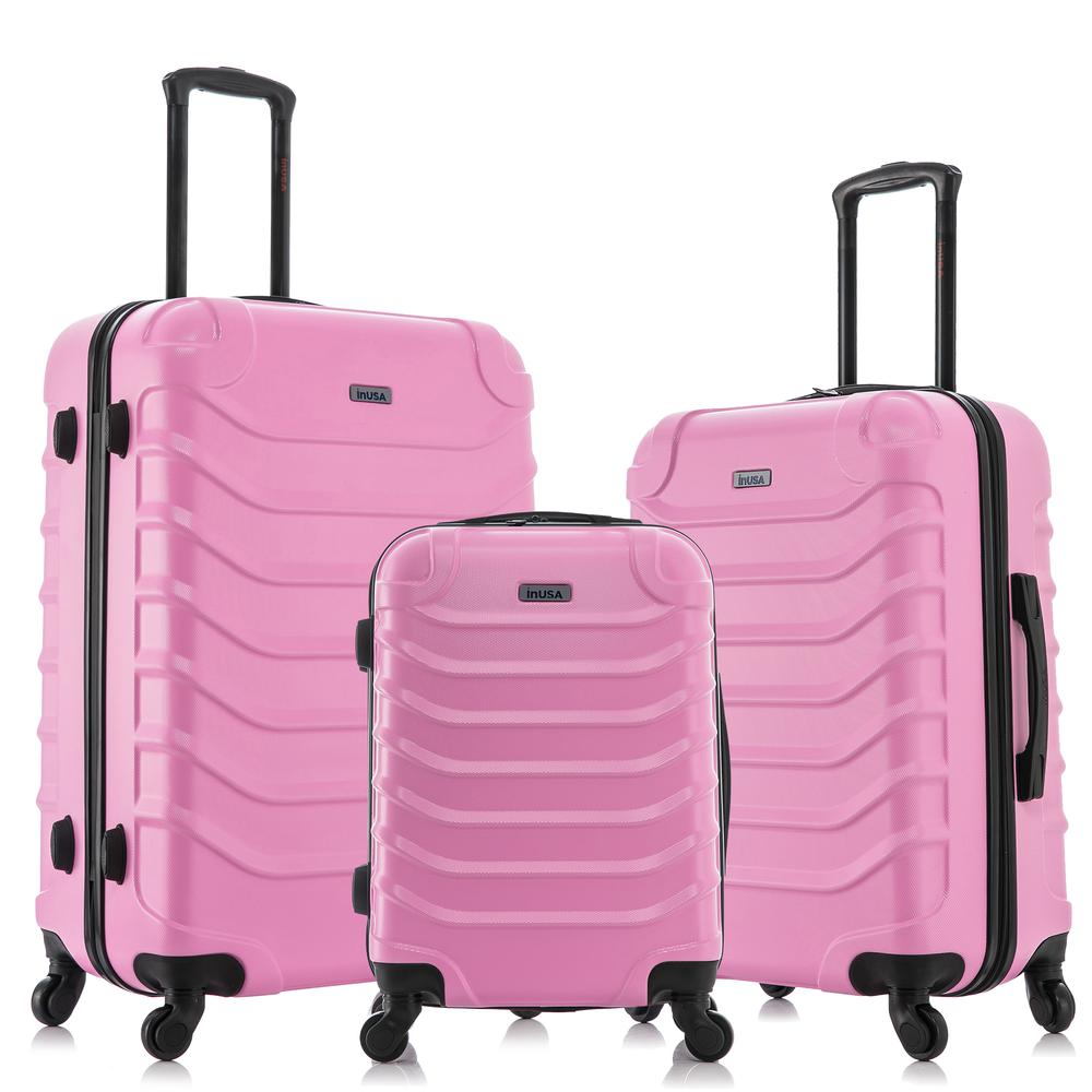 InUSA Endurance Lightweight Hardside Spinner 3 Piece Luggage set  20'',24'', 28'' Pink. Picture 2