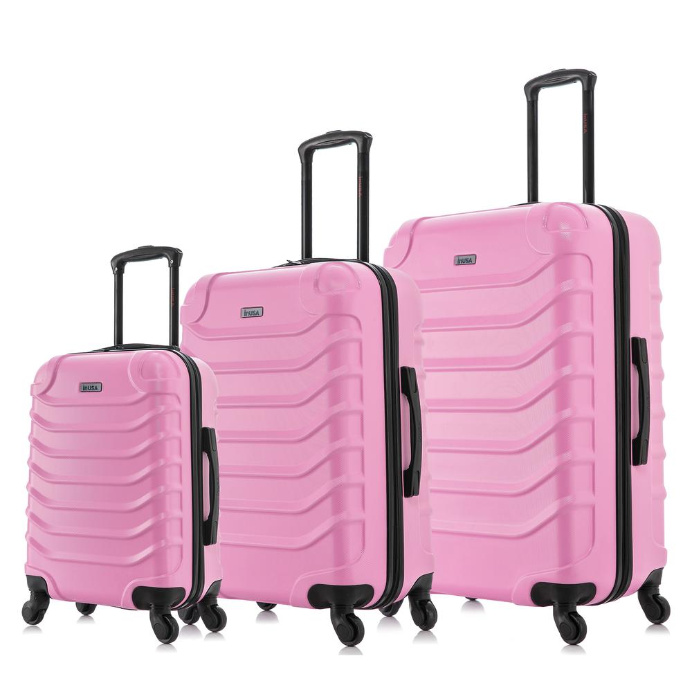 InUSA Endurance Lightweight Hardside Spinner 3 Piece Luggage set  20'',24'', 28'' Pink. Picture 3