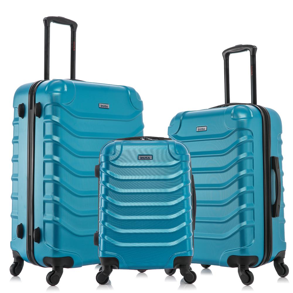 InUSA Endurance Lightweight Hardside Spinner 3 Piece Luggage set  20'',24'', 28'' Teal. Picture 1