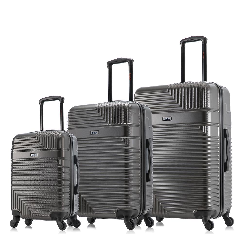 InUSA Resilience Lightweight Hardside Spinner 3 Piece Luggage set  20'',24'', 28'' Charcoal. Picture 2