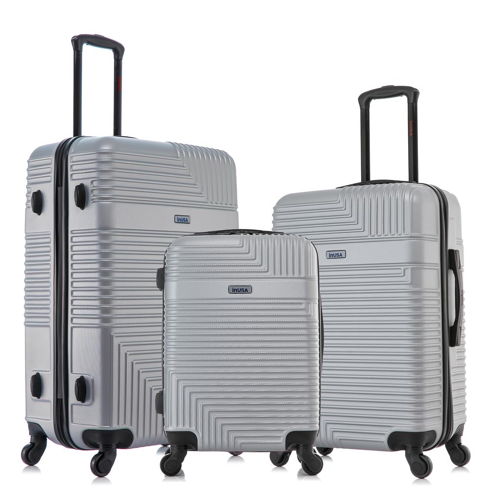 InUSA Resilience Lightweight Hardside Spinner 3 Piece Luggage set  20'',24'', 28'' Silver. Picture 2