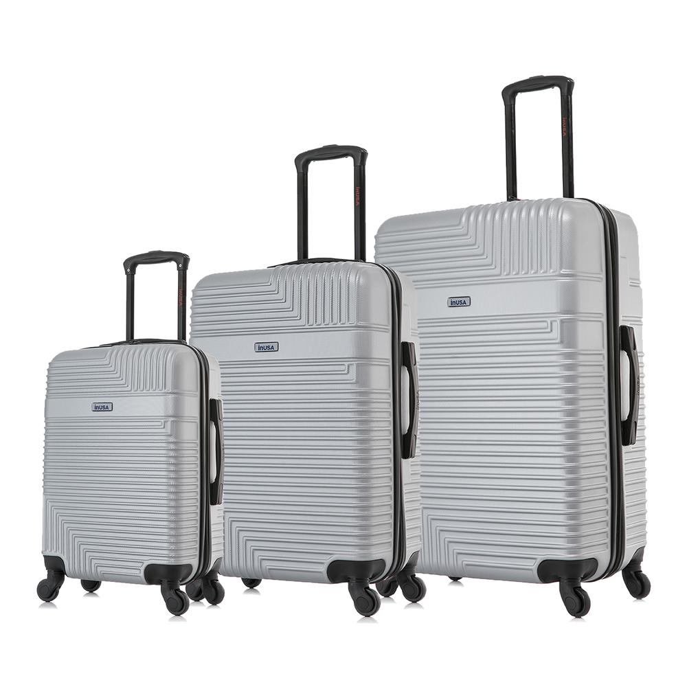 InUSA Resilience Lightweight Hardside Spinner 3 Piece Luggage set  20'',24'', 28'' Silver. Picture 1