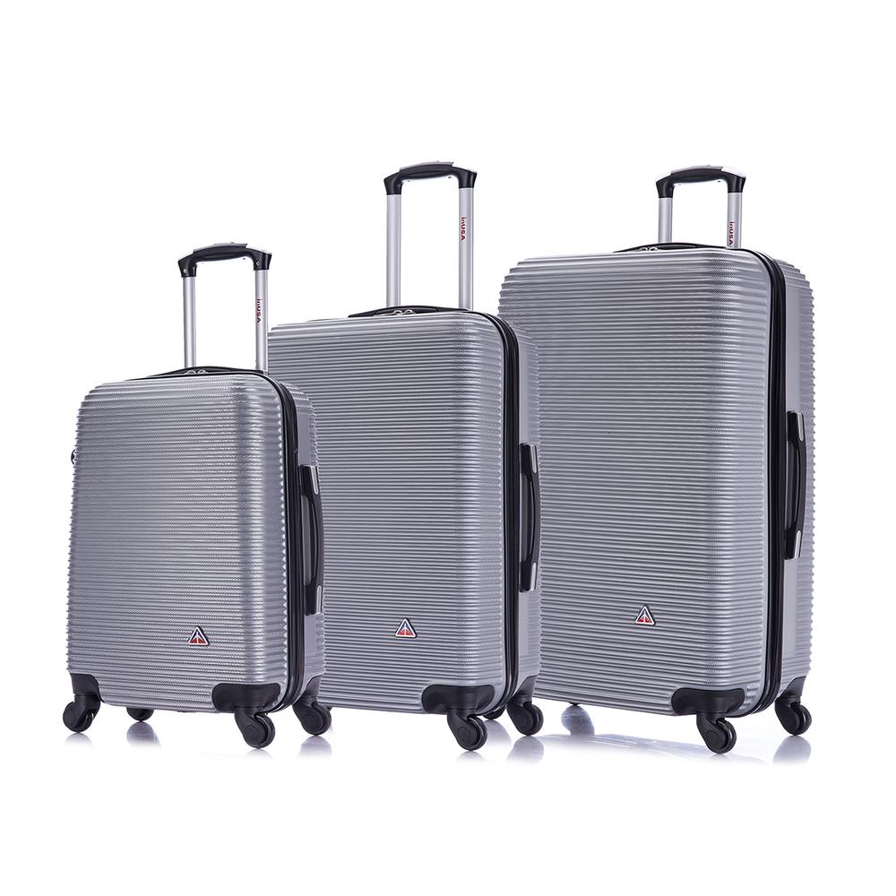 InUSA Royal lightweight hardside spinner 3 piece Set 20", 24", 28" Silver. Picture 1