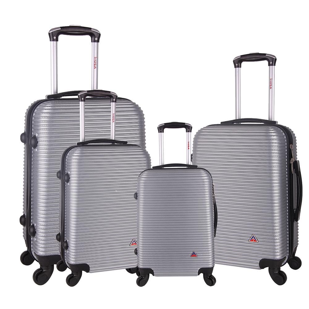 InUSA Royal lightweight hardside spinner 4 piece Set 20", 24'', 28", 32" Silver. Picture 1