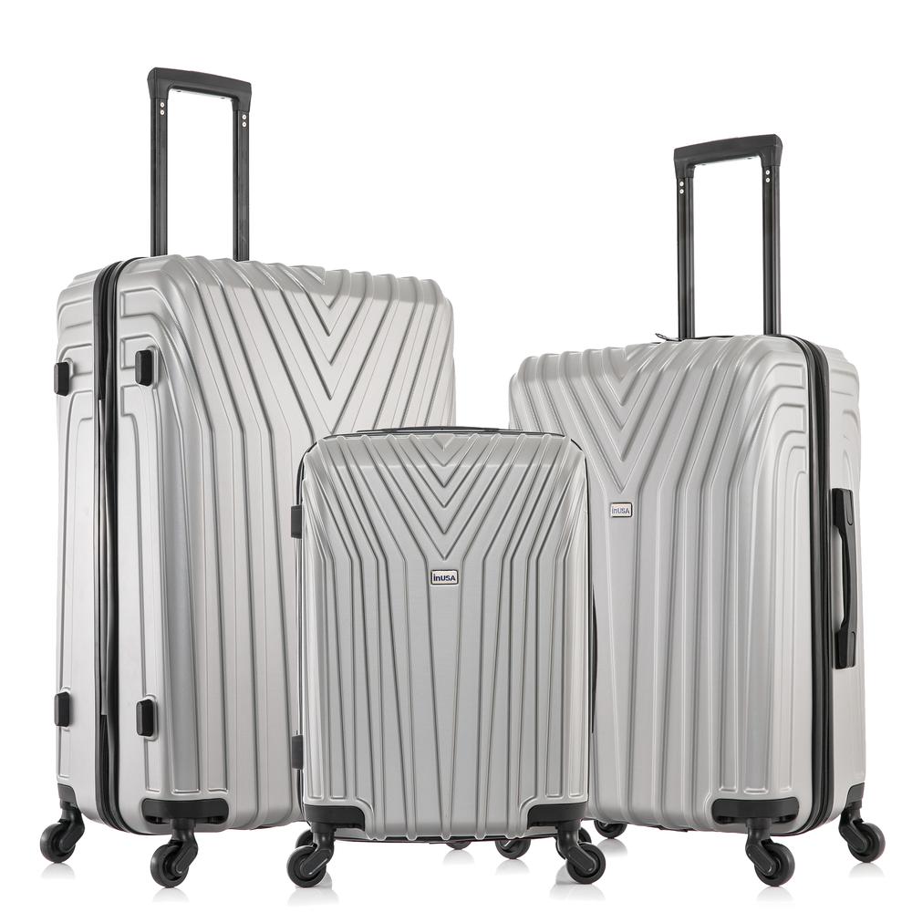 InUSA Vasty Lightweight Hardside Spinner 3 Piece Luggage set  20'',24'', 28'' Grey. Picture 1