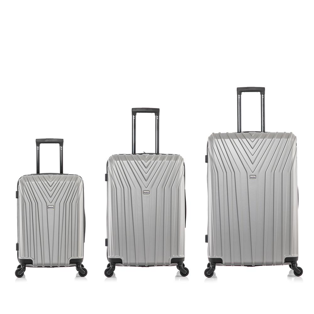 InUSA Vasty Lightweight Hardside Spinner 3 Piece Luggage set  20'',24'', 28'' Grey. Picture 6