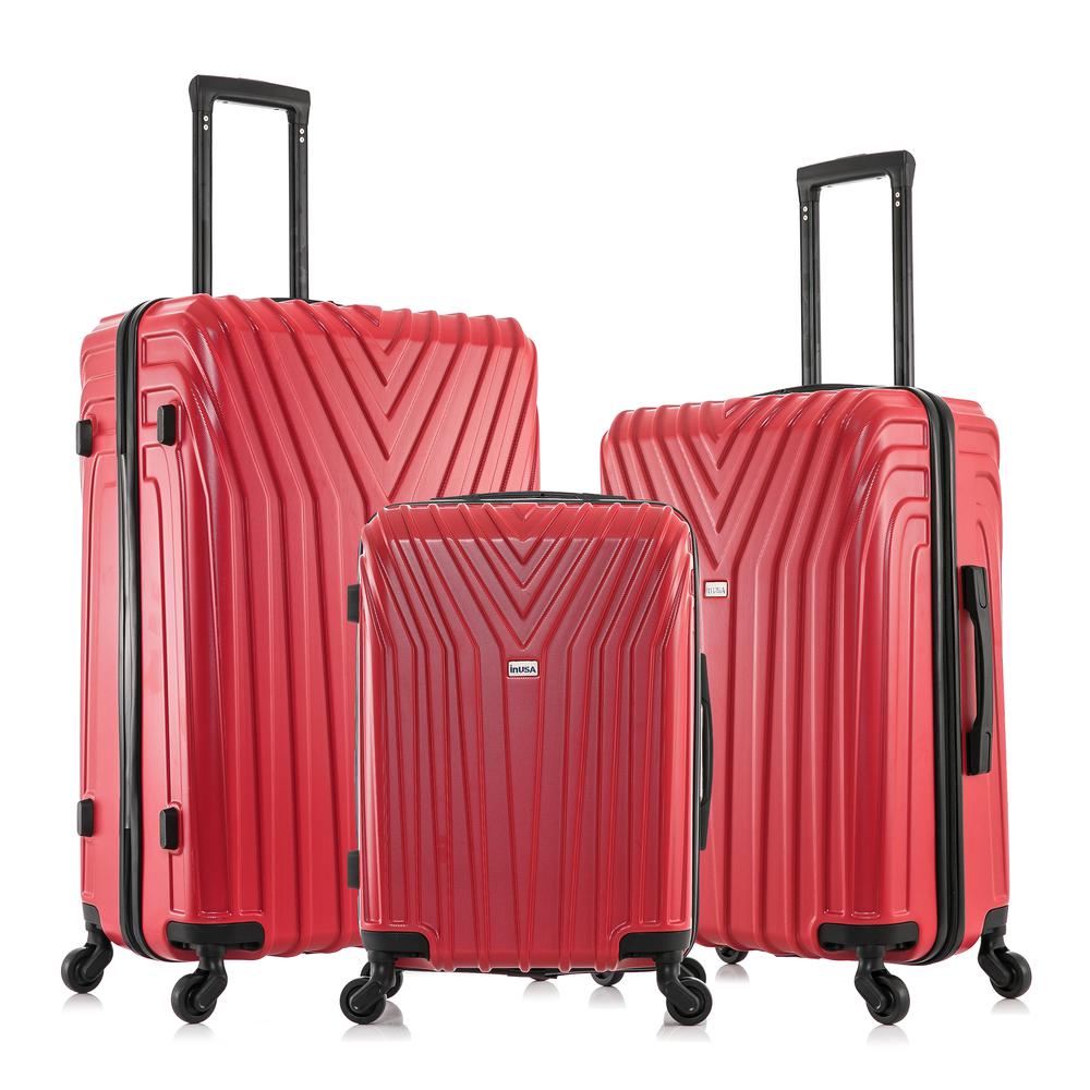 InUSA Vasty Lightweight Hardside Spinner 3 Piece Luggage set  20'',24'', 28'' Red. Picture 1