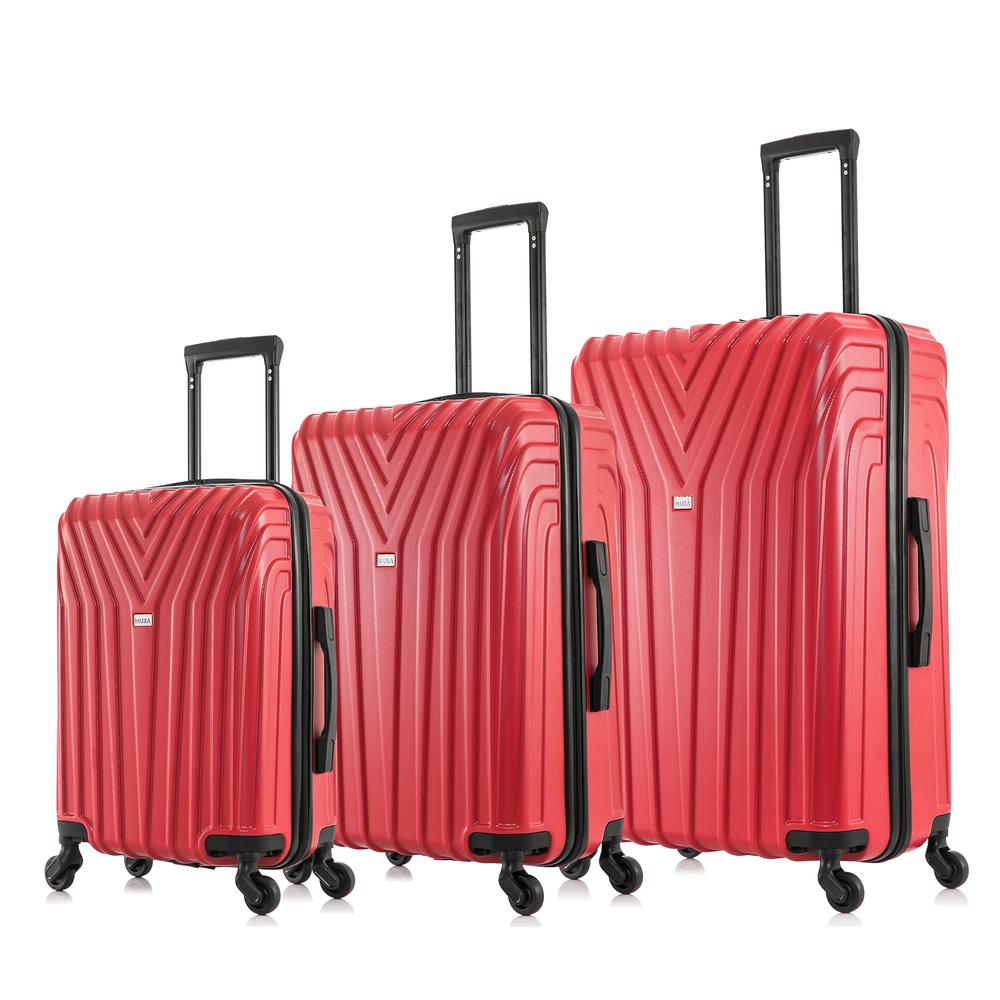 InUSA Vasty Lightweight Hardside Spinner 3 Piece Luggage set  20'',24'', 28'' Red. Picture 2