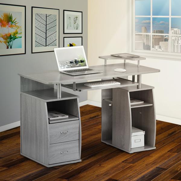 Complete Computer Workstation Desk With Storage, Gray. Picture 5