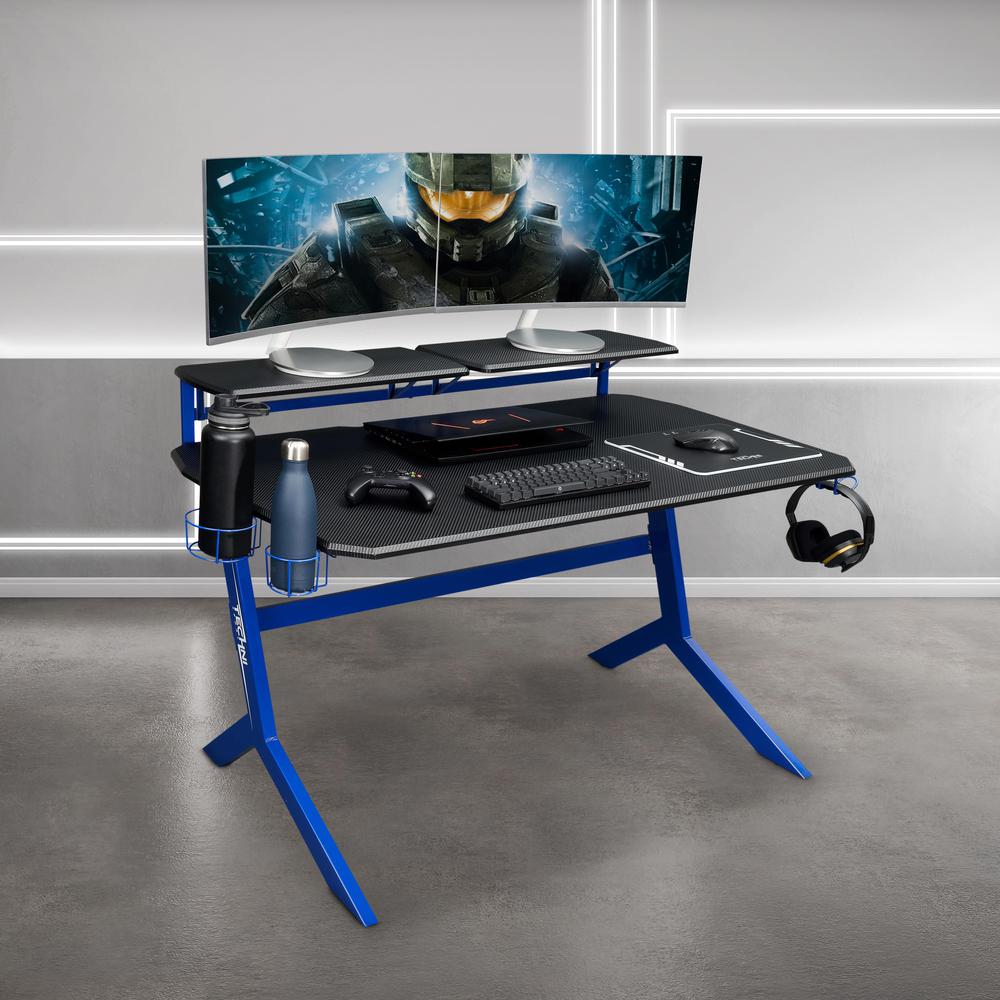Techni Sport Blue Stryker Gaming Desk, Blue. Picture 14