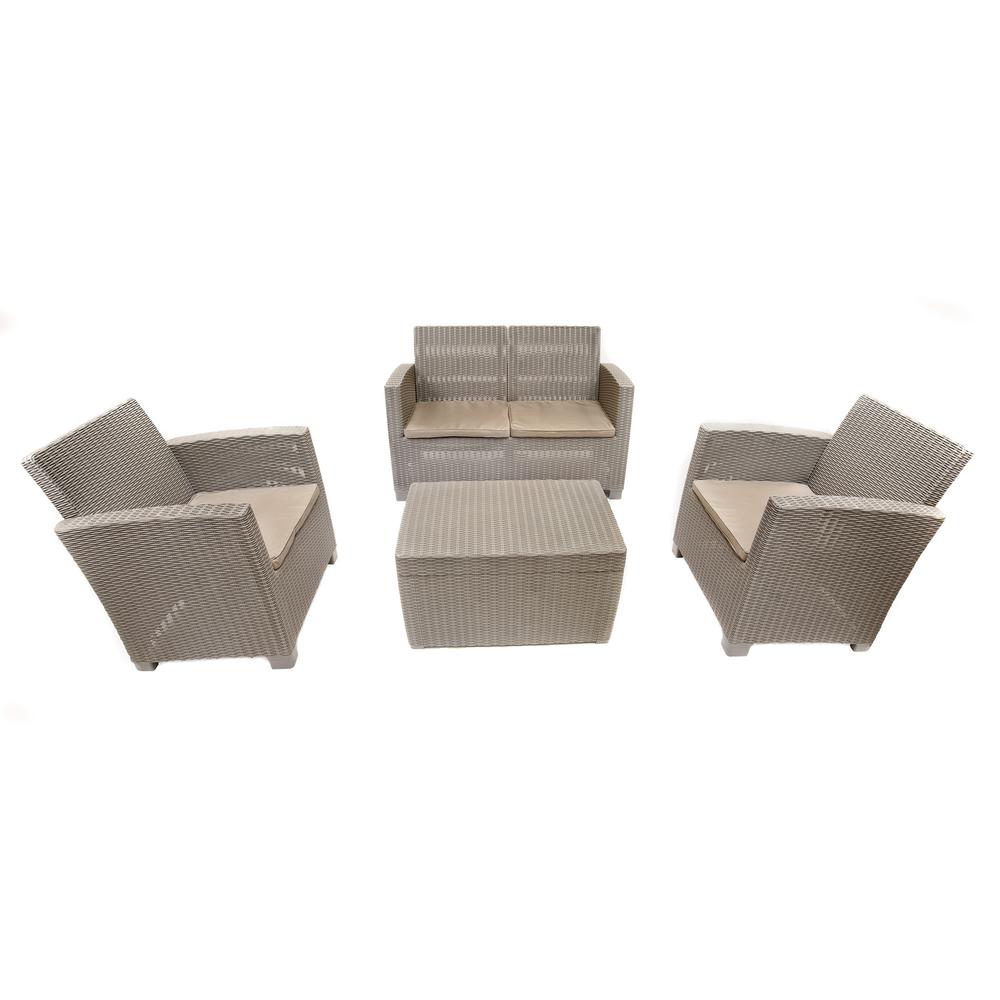 ALTA All Weather Faux Rattan 4 Person Seating Set with Cushions. Picture 4